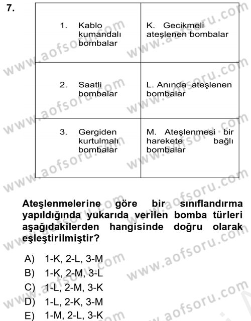 Özel Güvenlik Hizmetlerinde Güvenlik Önlemleri Dersi 2017 - 2018 Yılı (Final) Dönem Sonu Sınav Soruları 7. Soru