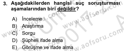 Olaylara Müdahale Esasları Dersi Ara Sınavı Deneme Sınav Soruları 3. Soru
