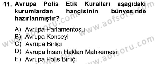 Özel Güvenlik Meslek Etiği Dersi 2012 - 2013 Yılı (Vize) Ara Sınav Soruları 11. Soru