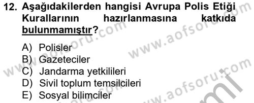 Özel Güvenlik Meslek Etiği Dersi 2012 - 2013 Yılı (Vize) Ara Sınav Soruları 12. Soru