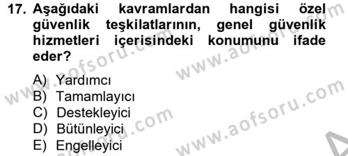 Özel Güvenlik Meslek Etiği Dersi 2012 - 2013 Yılı (Vize) Ara Sınav Soruları 17. Soru