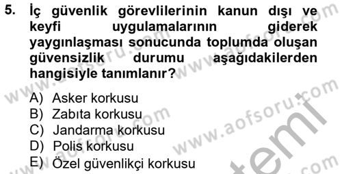 Özel Güvenlik Meslek Etiği Dersi 2012 - 2013 Yılı (Vize) Ara Sınav Soruları 5. Soru