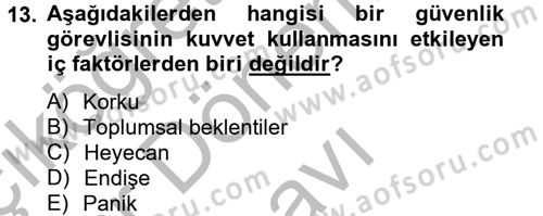 Özel Güvenlik Meslek Etiği Dersi 2012 - 2013 Yılı (Final) Dönem Sonu Sınav Soruları 13. Soru