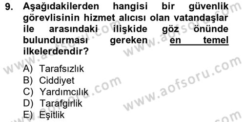 Özel Güvenlik Meslek Etiği Dersi 2012 - 2013 Yılı (Final) Dönem Sonu Sınav Soruları 9. Soru