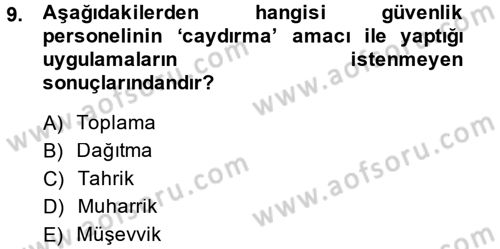 Özel Güvenlik Meslek Etiği Dersi 2013 - 2014 Yılı (Final) Dönem Sonu Sınav Soruları 9. Soru