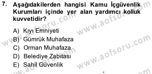 Özel Güvenlik Meslek Etiği Dersi 2014 - 2015 Yılı (Vize) Ara Sınav Soruları 7. Soru
