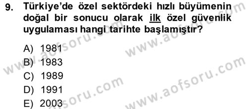Özel Güvenlik Meslek Etiği Dersi 2014 - 2015 Yılı (Vize) Ara Sınav Soruları 9. Soru