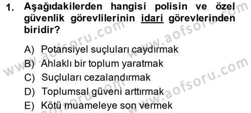 Özel Güvenlik Meslek Etiği Dersi 2014 - 2015 Yılı (Final) Dönem Sonu Sınav Soruları 1. Soru
