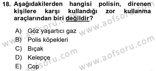 Özel Güvenlik Meslek Etiği Dersi 2016 - 2017 Yılı (Final) Dönem Sonu Sınav Soruları 18. Soru