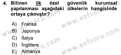 Özel Güvenlik Meslek Etiği Dersi 2017 - 2018 Yılı (Final) Dönem Sonu Sınav Soruları 4. Soru