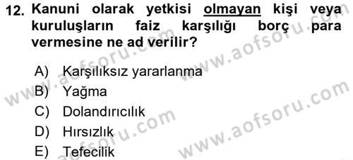 Kriminoloji Dersi 2017 - 2018 Yılı 3 Ders Sınavı 12. Soru