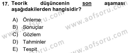 Kriminoloji Dersi 2017 - 2018 Yılı (Vize) Ara Sınavı 17. Soru