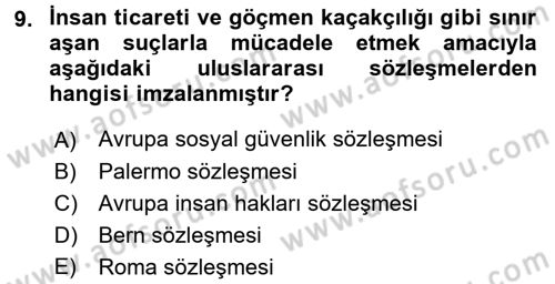 Kriminoloji Dersi 2017 - 2018 Yılı (Final) Dönem Sonu Sınavı 9. Soru