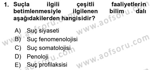 Kriminoloji Dersi 2021 - 2022 Yılı (Vize) Ara Sınavı 1. Soru