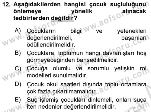 Kriminoloji Dersi 2021 - 2022 Yılı (Final) Dönem Sonu Sınavı 12. Soru