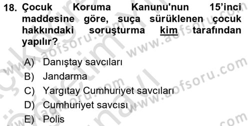 Kriminoloji Dersi 2021 - 2022 Yılı Yaz Okulu Sınavı 18. Soru