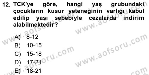 Kriminoloji Dersi 2022 - 2023 Yılı (Final) Dönem Sonu Sınavı 12. Soru