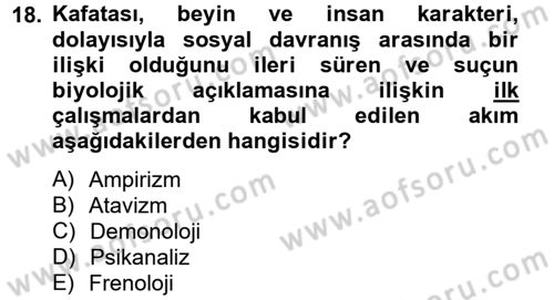 Suç Önleme Modelleri Dersi 2012 - 2013 Yılı (Final) Dönem Sonu Sınav Soruları 18. Soru
