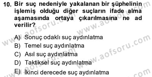 Suç Önleme Modelleri Dersi 2013 - 2014 Yılı (Vize) Ara Sınav Soruları 10. Soru