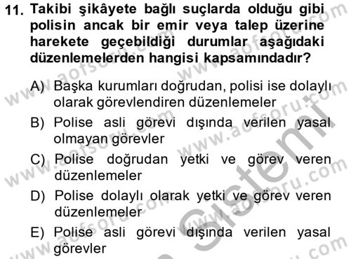 Suç Önleme Modelleri Dersi 2013 - 2014 Yılı (Vize) Ara Sınav Soruları 11. Soru