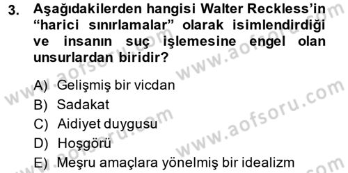 Suç Önleme Modelleri Dersi 2013 - 2014 Yılı (Vize) Ara Sınav Soruları 3. Soru