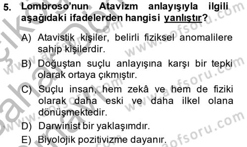 Suç Önleme Modelleri Dersi 2013 - 2014 Yılı (Vize) Ara Sınav Soruları 5. Soru