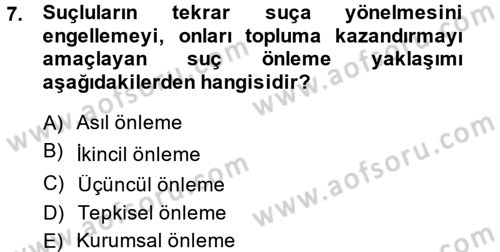 Suç Önleme Modelleri Dersi 2013 - 2014 Yılı (Vize) Ara Sınav Soruları 7. Soru