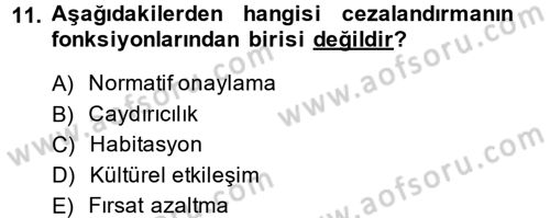 Suç Önleme Modelleri Dersi 2013 - 2014 Yılı (Final) Dönem Sonu Sınav Soruları 11. Soru