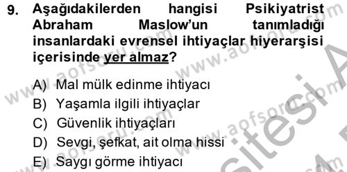 Suç Önleme Modelleri Dersi 2013 - 2014 Yılı (Final) Dönem Sonu Sınavı 9. Soru