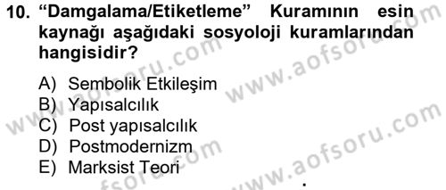 Suç Önleme Modelleri Dersi 2013 - 2014 Yılı Tek Ders Sınav Soruları 10. Soru