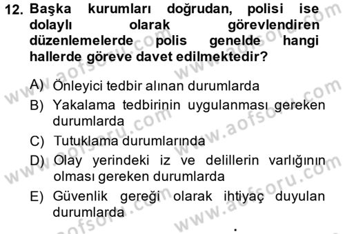 Suç Önleme Modelleri Dersi 2014 - 2015 Yılı (Vize) Ara Sınavı 12. Soru