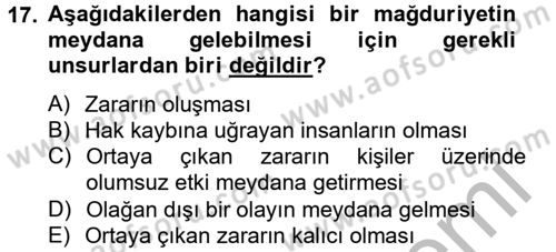 Suç Önleme Modelleri Dersi 2014 - 2015 Yılı (Vize) Ara Sınavı 17. Soru
