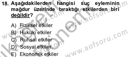 Suç Önleme Modelleri Dersi 2014 - 2015 Yılı (Vize) Ara Sınav Soruları 18. Soru