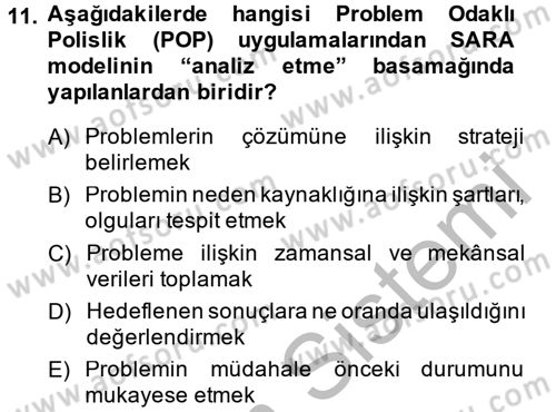 Suç Önleme Modelleri Dersi 2014 - 2015 Yılı (Final) Dönem Sonu Sınav Soruları 11. Soru