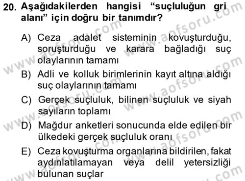 Suç Önleme Modelleri Dersi 2014 - 2015 Yılı (Final) Dönem Sonu Sınav Soruları 20. Soru