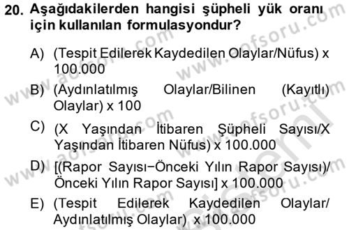 Suç Önleme Modelleri Dersi 2014 - 2015 Yılı Tek Ders Sınav Soruları 20. Soru