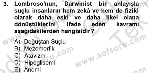 Suç Önleme Modelleri Dersi 2014 - 2015 Yılı Tek Ders Sınav Soruları 3. Soru