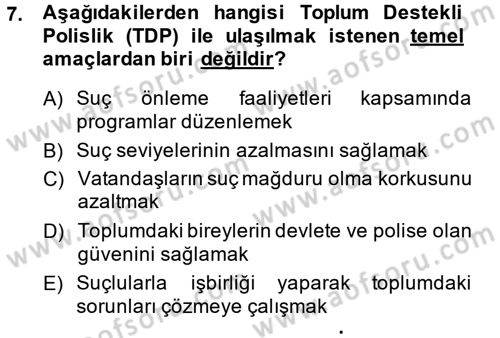 Suç Önleme Modelleri Dersi 2014 - 2015 Yılı Tek Ders Sınavı 7. Soru