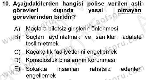Suç Önleme Modelleri Dersi 2015 - 2016 Yılı (Vize) Ara Sınav Soruları 10. Soru