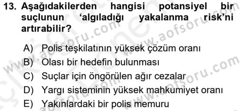 Suç Önleme Modelleri Dersi 2015 - 2016 Yılı (Vize) Ara Sınav Soruları 13. Soru