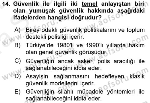 Suç Önleme Modelleri Dersi 2015 - 2016 Yılı (Vize) Ara Sınav Soruları 14. Soru