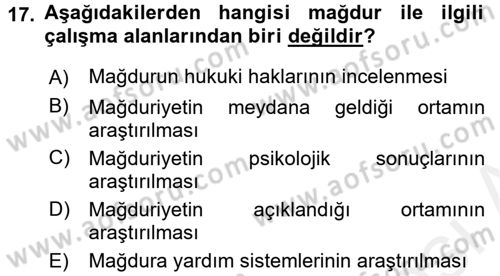 Suç Önleme Modelleri Dersi 2015 - 2016 Yılı (Vize) Ara Sınav Soruları 17. Soru