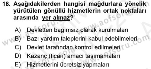 Suç Önleme Modelleri Dersi 2015 - 2016 Yılı (Vize) Ara Sınav Soruları 18. Soru
