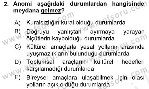 Suç Önleme Modelleri Dersi 2015 - 2016 Yılı (Vize) Ara Sınav Soruları 2. Soru