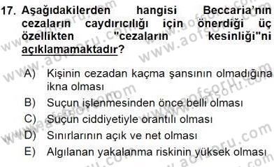 Suç Önleme Modelleri Dersi 2015 - 2016 Yılı (Final) Dönem Sonu Sınav Soruları 17. Soru