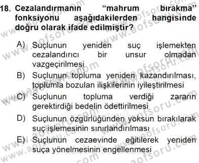 Suç Önleme Modelleri Dersi 2015 - 2016 Yılı (Final) Dönem Sonu Sınav Soruları 18. Soru