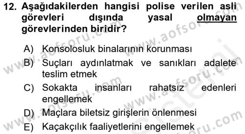 Suç Önleme Modelleri Dersi 2015 - 2016 Yılı Tek Ders Sınav Soruları 12. Soru