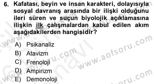 Suç Önleme Modelleri Dersi 2015 - 2016 Yılı Tek Ders Sınav Soruları 6. Soru
