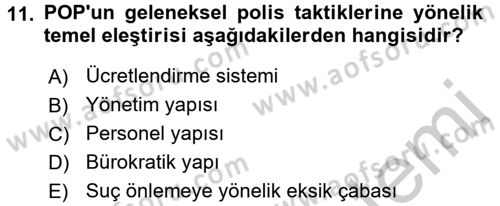 Suç Önleme Modelleri Dersi 2016 - 2017 Yılı 3 Ders Sınav Soruları 11. Soru
