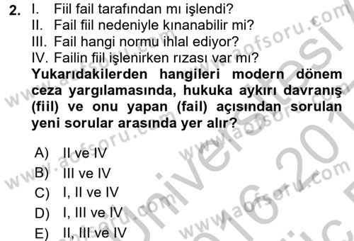 Suç Önleme Modelleri Dersi 2016 - 2017 Yılı 3 Ders Sınav Soruları 2. Soru